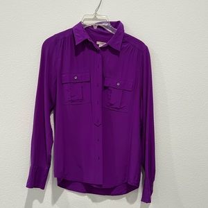 Purple silk button down blouse